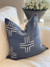 Midnight Grey Oversized Cross Mud Cloth Pillow Cover