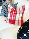 Vintage Red & Black Holiday Linen Pillow Cover