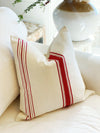 Vintage Euro Bold & Fine Red Linen Pillow Cover