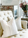 Textured White & Natural Stripe Pillow Cover