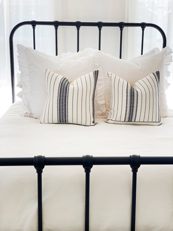 Bloom Black & White Linen Pillow