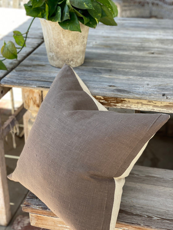Vintage Chocolate Linen Pillow Cover