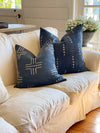 Midnight Grey Oversized Cross Mud Cloth Pillow Cover