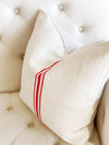 Vintage Red & White European Grain Sack Pillow Cover