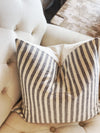 Vintage Wash Black & White Stripe Linen Pillow Cover