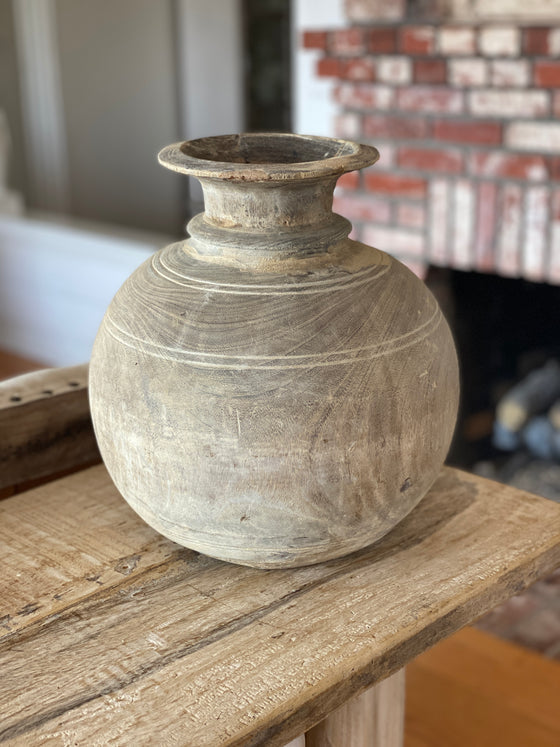 Sunbleached Carved Wood Vase