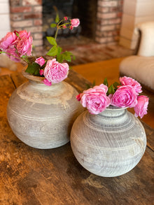  Sunbleached Carved Wood Vase