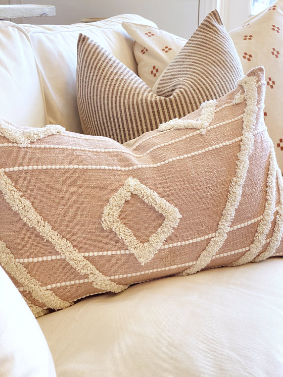 Blush Designer Textured Pillow Cover