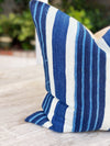 Wide Multi Stripe Indigo Cloth Pillow Cover