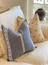 Bonnie Vintage Blue & White Linen Pillow Cover