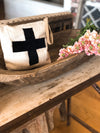 Suede Swiss Cross Mudcloth Clutch Bag